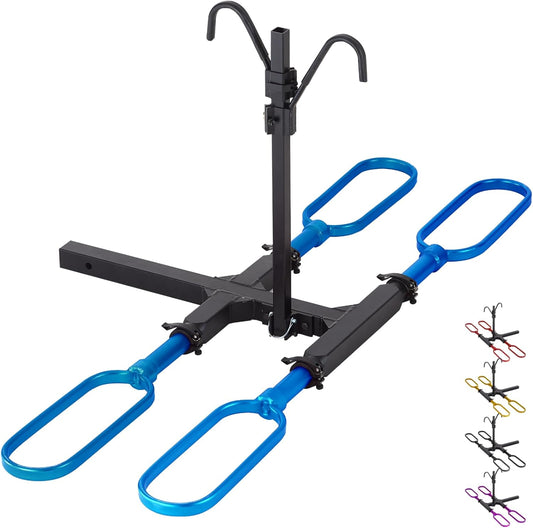 Trailer Hitch Bike Rack for Car 2 Bikes, E Bike Carrier Hitch Mount 2 Bike, Fat-Tire Ebike Rack for Tow Hitch, Fits 2" Receiver for SUV Truck Rv Van (2 Bike - 200 Lbs Cap - Blue)