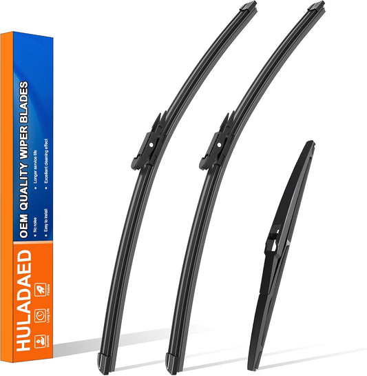 HULADAED® 28'' 28'' 12'' Windshield Wipers Replacement for Focus 2018 2017 2016 2015 2014 2013 2012,Silicone Front Rear Wiper blades for MY Car-All Weather & Quiet(3 PACK)