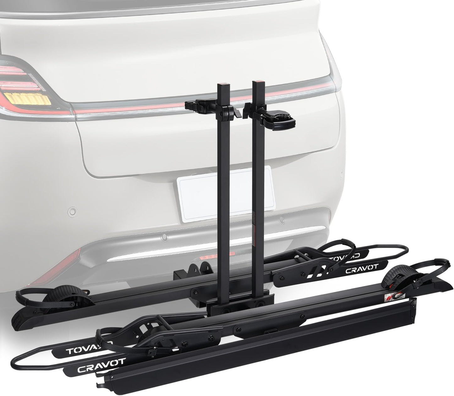 CyberRack E2 Ebike Rack, 200 lbs Capacity Foldable Bike Racks for Tow Hitch Heavy Electric Bike Carrier for 2 E-Bike, Up to 5-inch Fat Tire 2'' Receiver