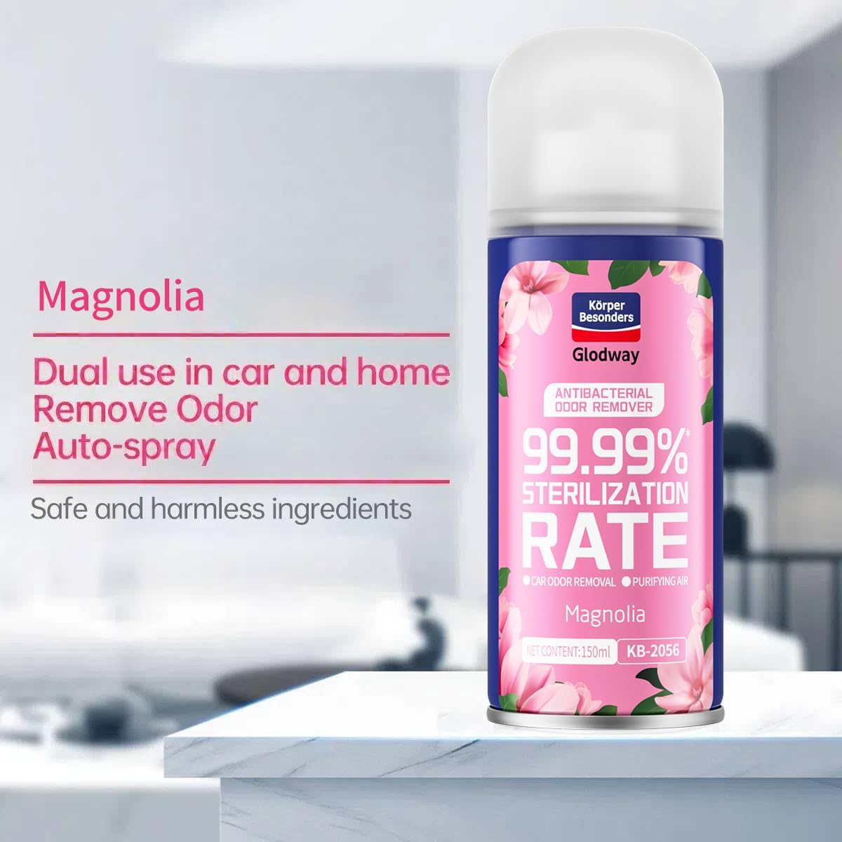 Glodway Whole Car Air Refresher Spray,Odor Eliminator Eliminates Strong Vehicle Odors,Magnolia Scent-6 Ounce Spray Bottle (Plack of 2)