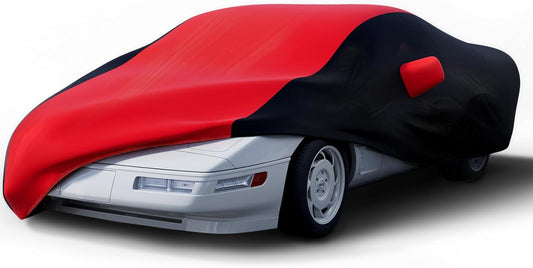 KAKIT Waterproof Car Cover Custom Fit for 1984-1996 C4 Stingray, UV Resistant Fade-Proof Cover for Chevy Corvette, Indoor & Outdoor Use (Red & Black Combo)