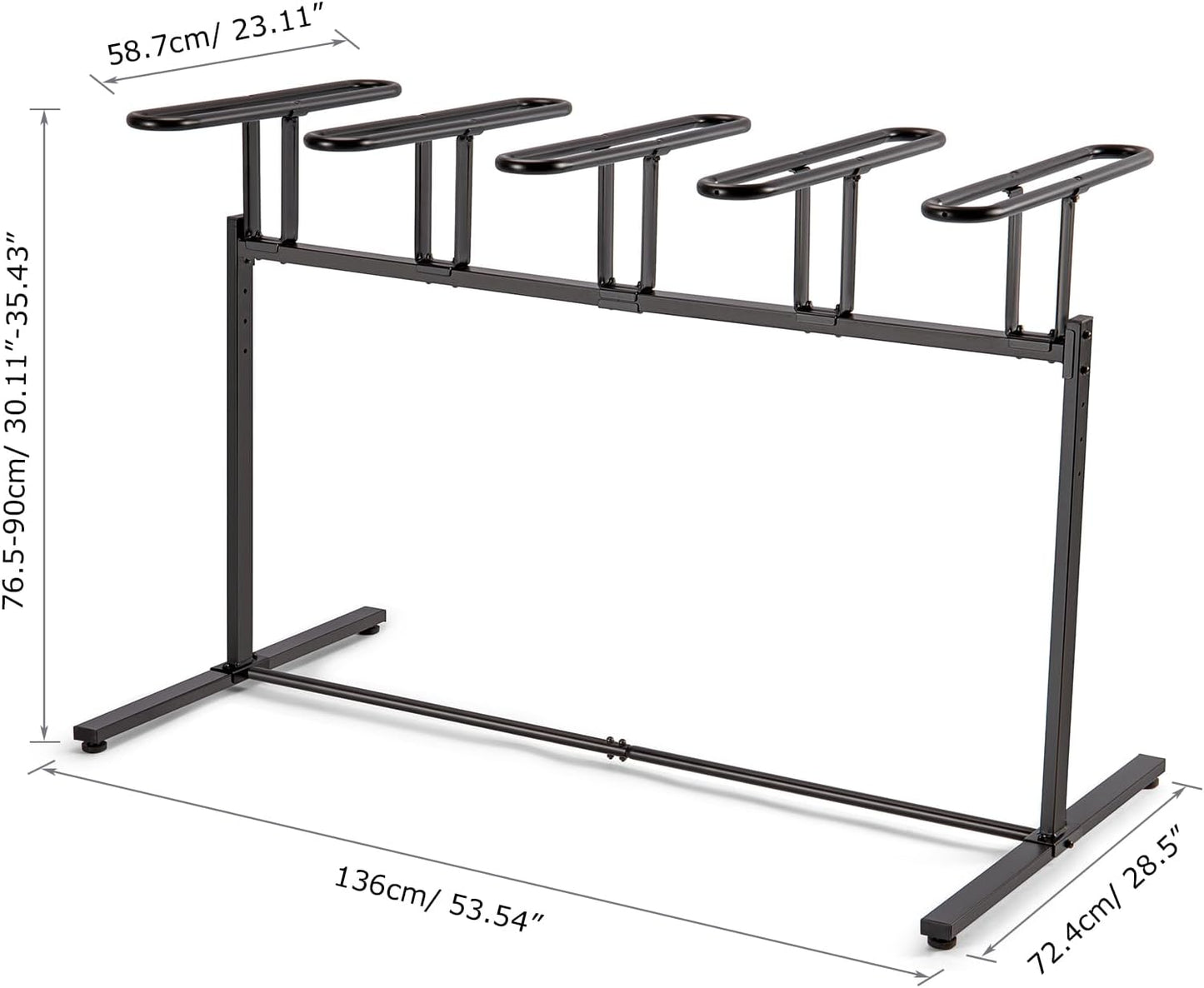 CXWXC 3/5 Bikes Stand Rack - Bike Storage Parking Racks Indoor/Outdoor - Bicycle Stand Garage for Parking Mountain Road Hybrid Bike, Fits Wheels up to 2.4" (For 5 Bikes)