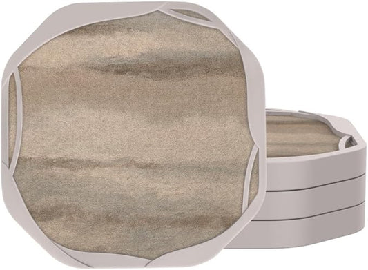 UMIRRO Farmhouse Coasters for Drinks Absorbent, Coasters for Wooden Table, Silicone Drink Coasters with Felt Pads, Cup Mat for Coffee, Beer, Wine, Non-Slip, Non Breakable | Colorful, Set of 4