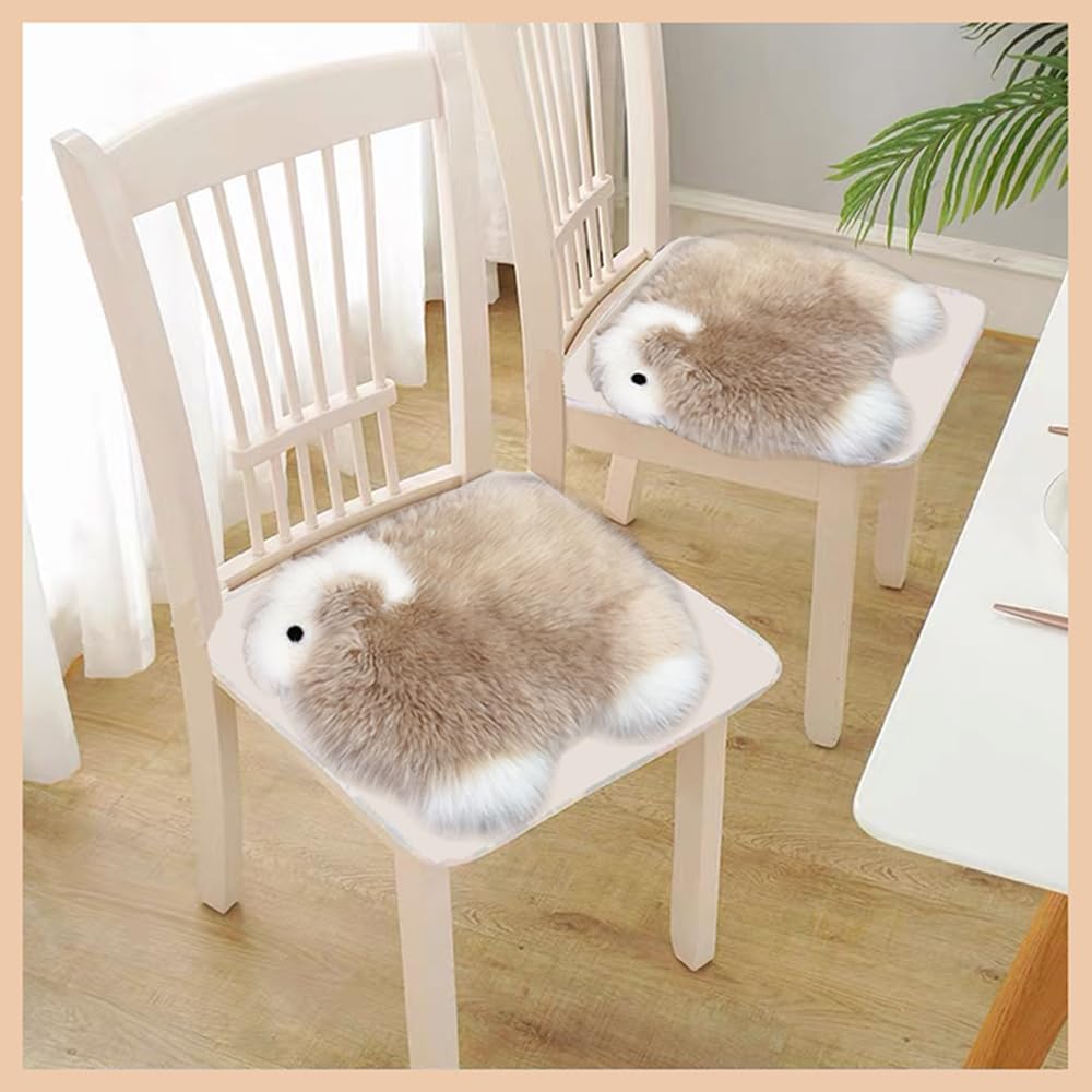 Genuine Wool Car Seat Cushion Comfort Style，Adorable Sheep Shaped Cushion for Car Seats & Chairs Natural Cute Wool Seat Soft Cover Universal Fit (1PC) (Dark Brwon)