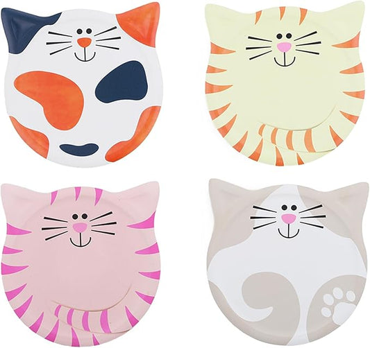 VanEnjoy Funny Cat Coasters for Drinks Absorbent Set of 4, Ceramic Cat Coaster Set, for Coffee Table, Gift for Cat Lovers Women