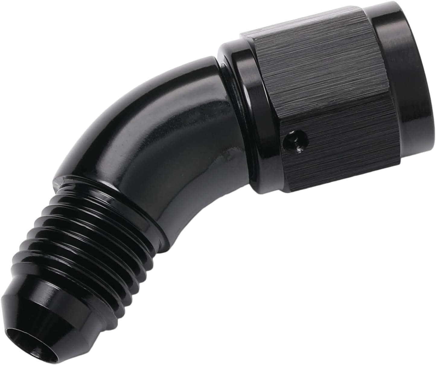 45 Degree 4AN Male to 4AN Female Swivel Full Flow Fitting Adapter Coupler Aluminum Black