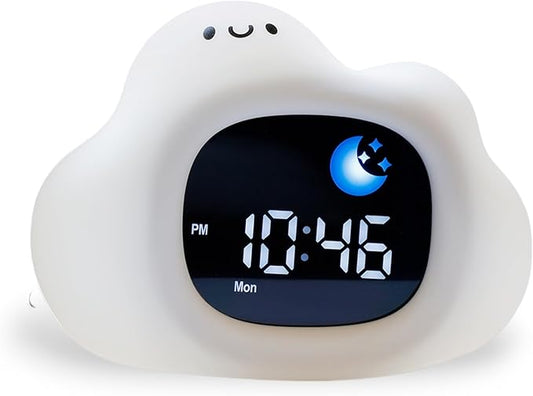 Bumble & Bright Okay to Wake Clock for Kids - Adorable Cloud Design, Portable Nightlight, Soothing Sleep Aid, Kids Alarm Clock OK to Wake, 8 Color Options, Easy Display, Ideal for Parents