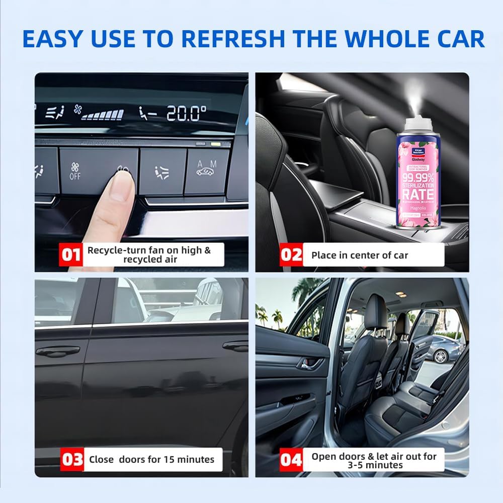 Glodway Whole Car Air Refresher,Odor Eliminator Remover Spray For Car, Strong Freshener With Odour Eliminator Technology,Long-Lasting Scent,6 Ounce(Pack of 5)