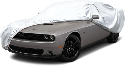 Car Cover Compatible with Dodge Challenger 2008-2024,Waterproof Car Cover for Automobiles All Weather with Door Zipper & Cotton Lining,Windproof Sun UV Hail Protection
