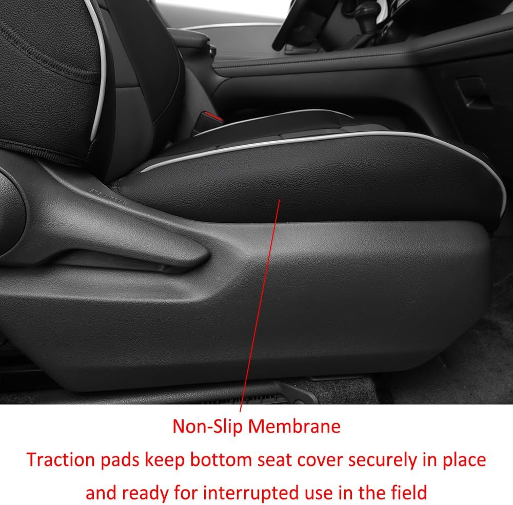 EKR Sienna Seat Covers for 2011-2020 Toyota Sienna L,LE,XLE,Limited,7 Seats,2nd Row Captain Seats W/NO Legrest,Waterproof Car Seat Cover Full Set,Car Seat Protectors- Three Row,Leather(Black/Gray)