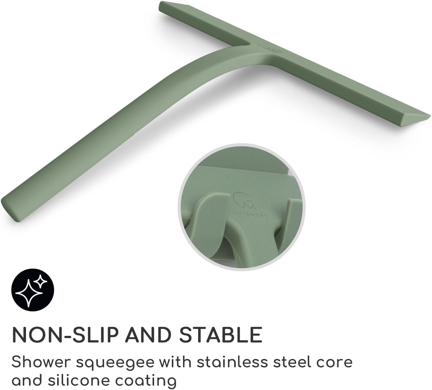 GÜTEWERK Shower Squeegee for Glass Doors, Silicone Window Squeegee, Bathroom and Glass Cleaning - Green - 9 Inch