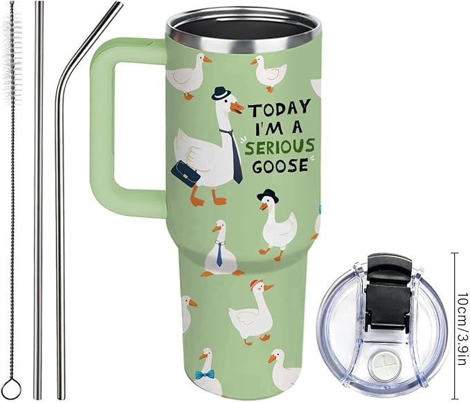 Today I'm A Serious Goose Tumbler Goose Gifts For Gooses Lovers Women Men Funny Animal Duck Coffee Travel Mug with Handle Insulated for Hot and Cold Drink Ice 40oz