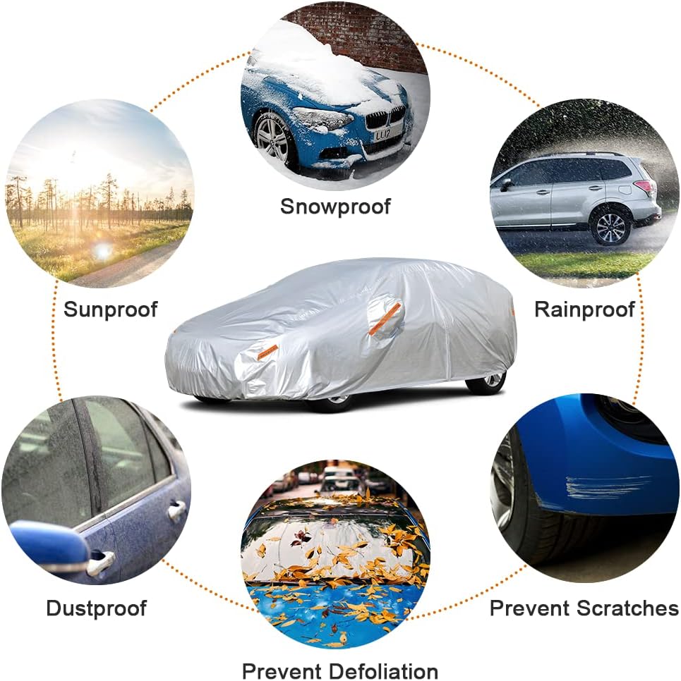 Kayme Hatchback Car Covers Waterproof All Weather, Sun Uv Rain Protection with Zipper Compatible with Mazda3, Corolla, VW Golf GTI, Ford Focus Hatchback (UP to 177 Inch, Not Fit Sedan)