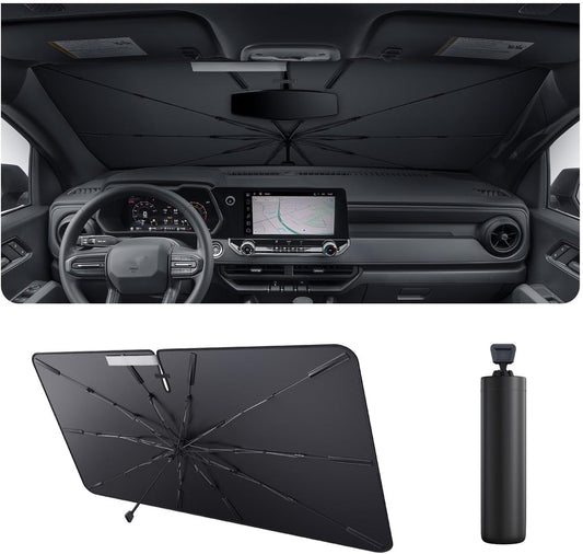 2025 Upgrade Car Windshield Sun Shade Windshield Sunshade Umbrella [Star Fabric] Protect Car from Sun Rays&Heat Damage Keeps Vehicle Cool, Spring Structure Edge Fits Sedans,SUVs,Trucks,Hatchbacks (S3)