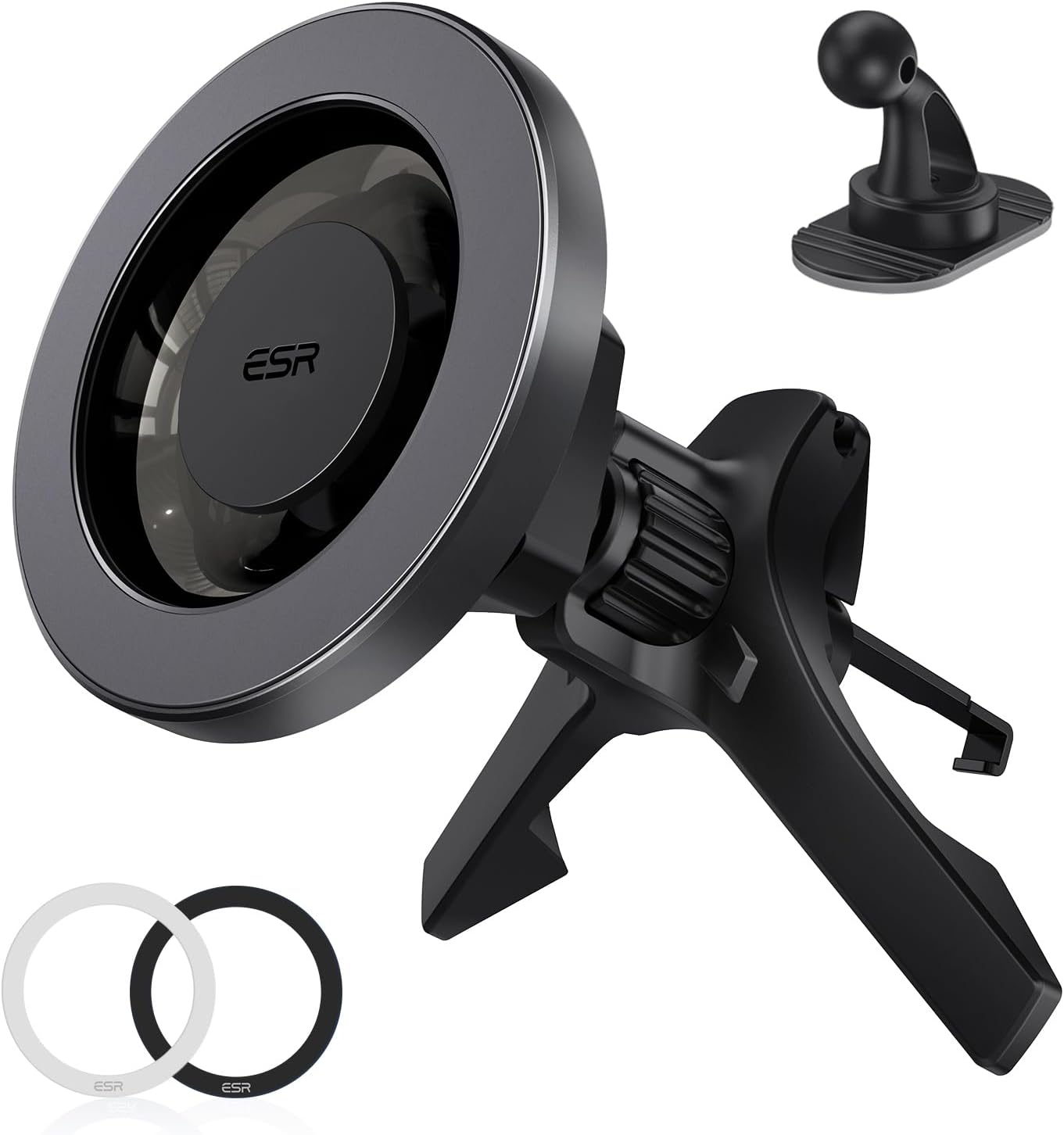 ESR for MagSafe Car Mount, Air Vent/Dashboard Magnetic Phone Holder for Car,Car Phone Holder Mount for iPhone 16/16e/15/14/13/12/Samsung, All Smartphones(2 Metal Rings included),Charging Not Supported