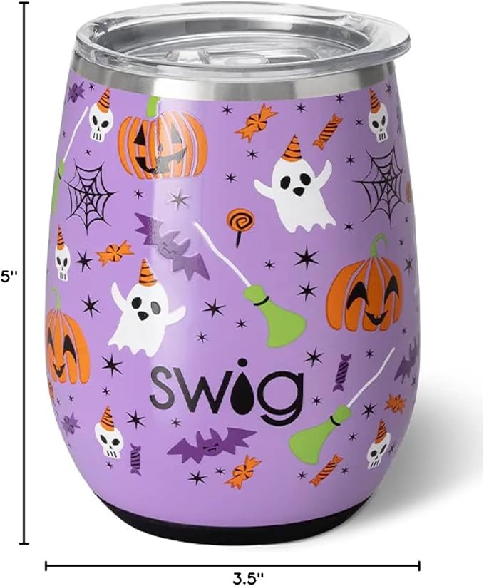 Swig Life 14oz Insulated Wine Tumbler with Lid | Discontinued Prints | Dishwasher Safe, Holds 2 Glasses, Stainless Steel Outdoor Wine Glass (Hocus Pocus)
