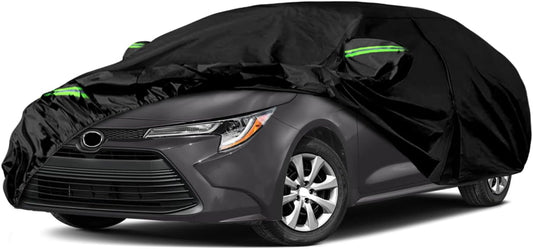 Waterproof Car Cover Compatible with Toyota Corolla Sedan Accessories 2004-2025, Black 210T Inside Cotton Cover with Door Zippers for Snow Rain Dust Outdoor Protection