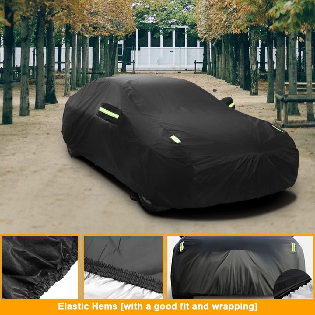 Upgraded Car Cover Compatible with BMW 5 Series(2003-2025) M5 Sedan/ 6 Series(2003-2024) 8 Series(2018-2025) M6 M8, Waterproof Car Covers with Cotton Lining, Outdoor Rain Snow Sun UV Cover