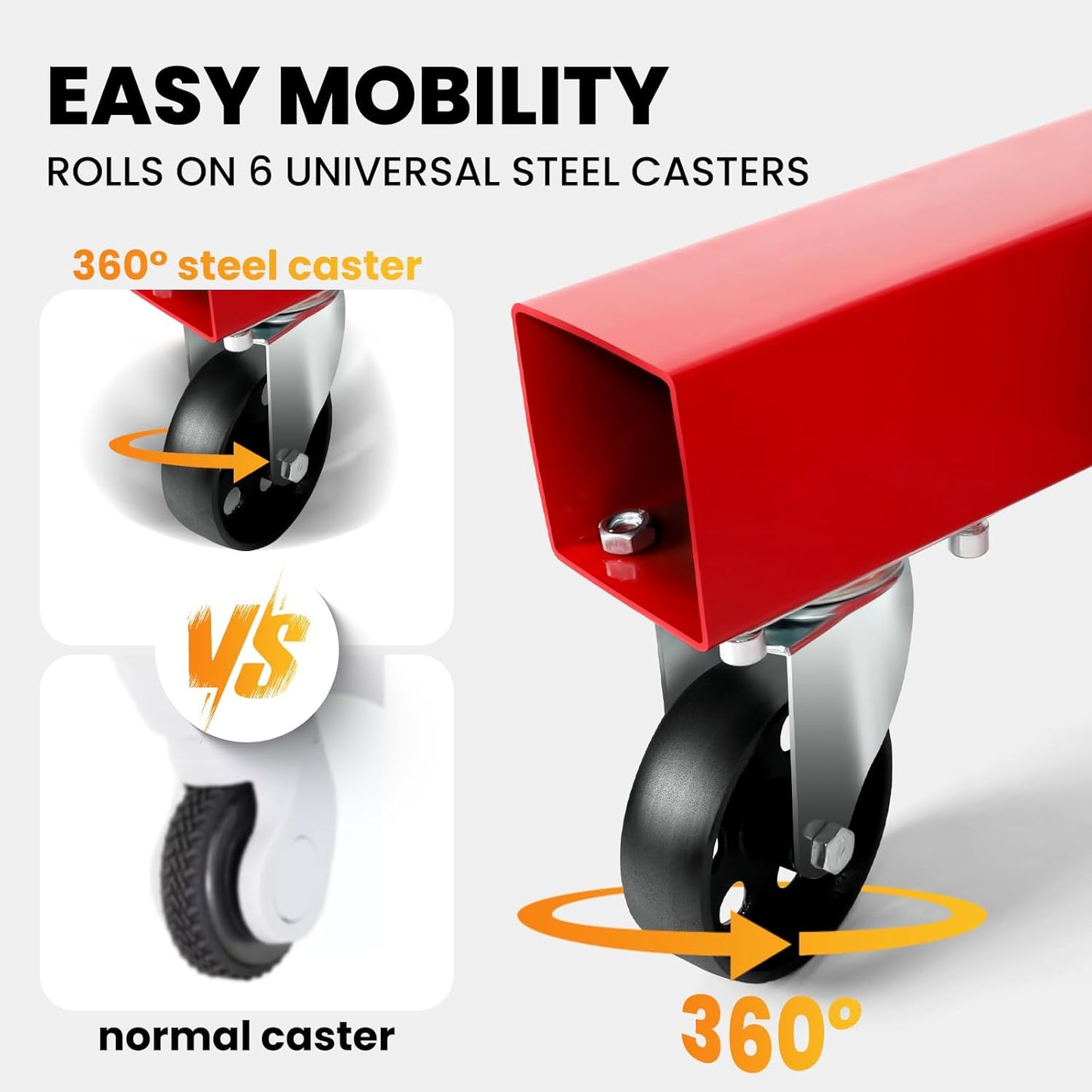 2 Ton Engine Hoist, Folding Cherry Picker Engine Hoist with Engine Leveler for Hoist and 6 Casters, Heavy Duty Hydraulic Shop Crane, Engine Crane Lifter for Workshops Garage Warehouse, Red