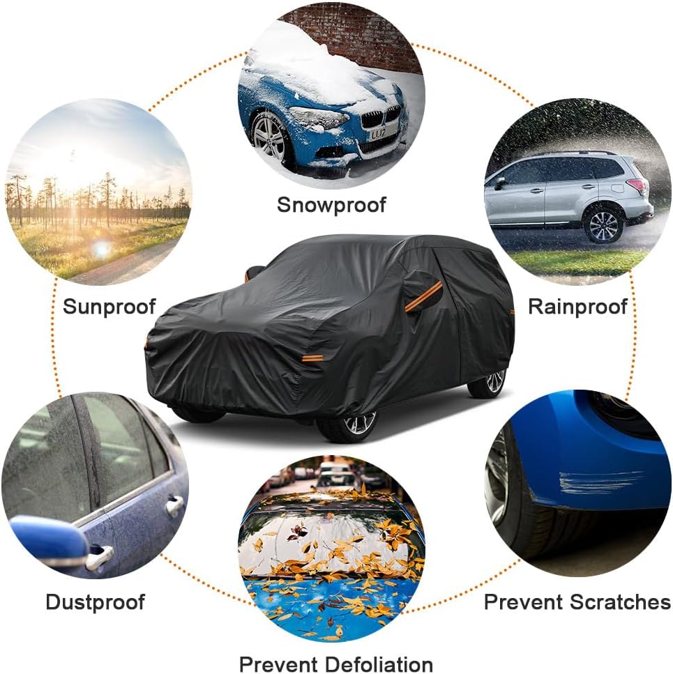 Kayme 7 Layers SUV Car Cover Custom Fit for Subaru Outback (1994-2025) Waterproof All Weather for Automobiles, Outdoor Full Cover Rain Sun UV Protection.Black