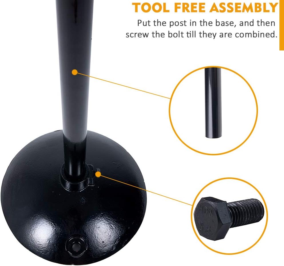 Heavy Duty Cast Iron Sign Post and Base Kit - 14" DIA Stand with 48" Post and Bolts & Nuts for Hanging Signs, Portable Sign Holder for Parking and Recreational Use