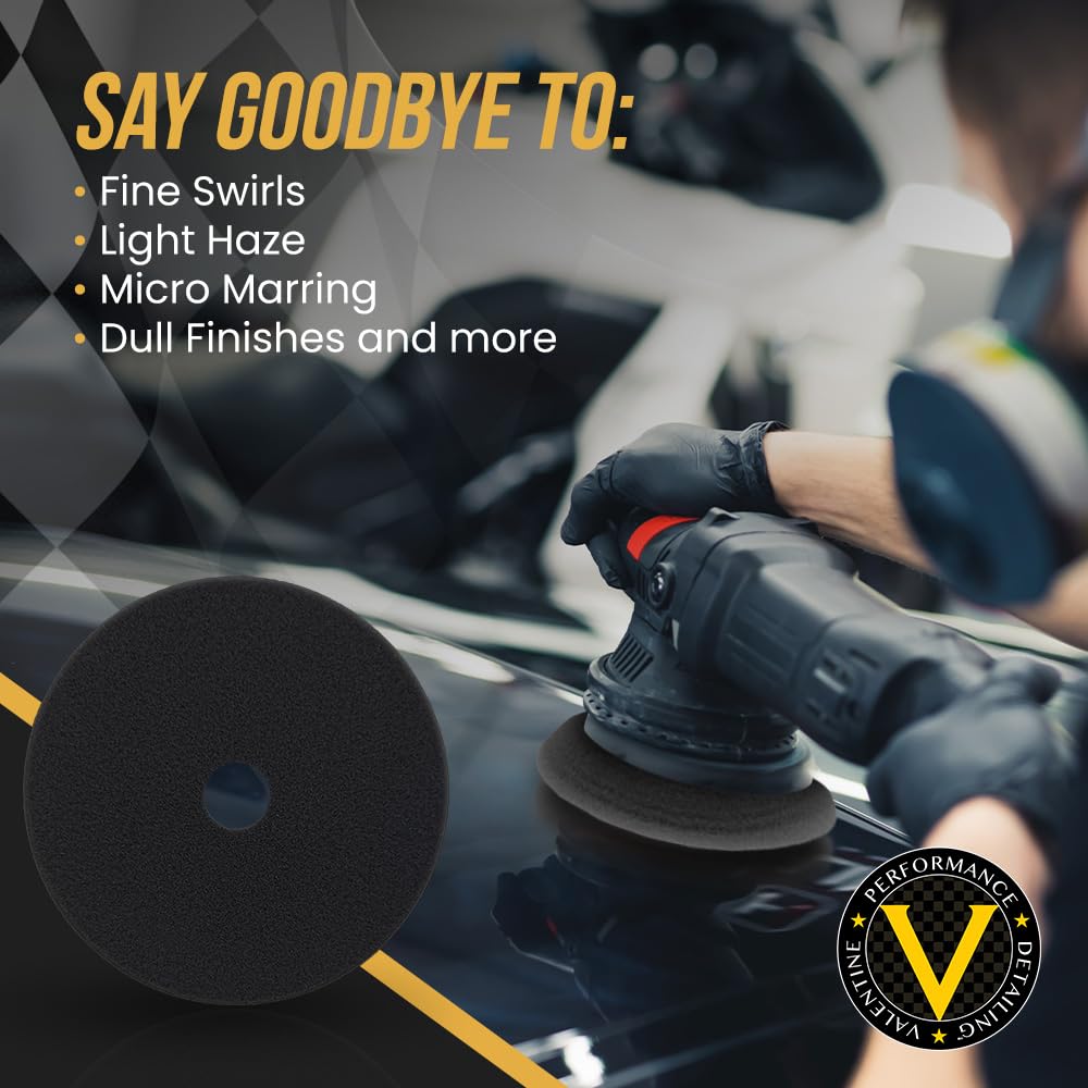 VPD SDO Black Foam Finishing Pad - Premium Compounding & Polishing Pad for Final Refinement & Very Light Swirls, Extra Fine Polish Use, Car Buffer Pad w/Tapered Edge, Made in USA, 5.5"