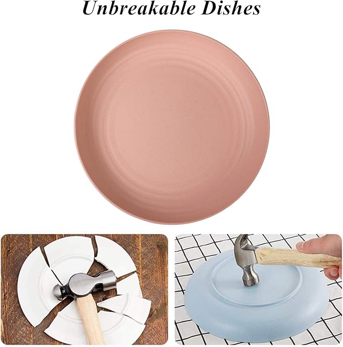 Wheat Straw Plates Lightweight Unbreakable Dinner Dishes Plates Set Dishwasher & Microwave Safe (Small 6 Pack 5.9')