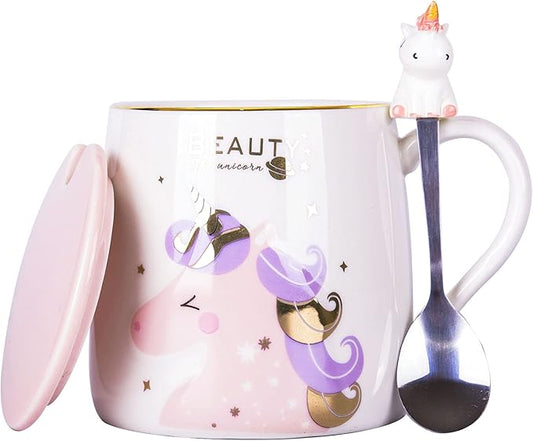 VanEnjoy Ceramic Unicorn Coffee Mug Tea Cup with Spoon,13oz(380ml)