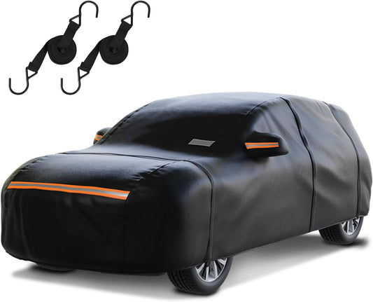 SUV Car Cover Waterproof All Weather for Automobiles，Outdoor Heavy Duty Full Exterior Covers with Zipper Door, Rain Sun Snow Dust UV Protection, Windproof Straps & Reflective Strips(Up to 177")