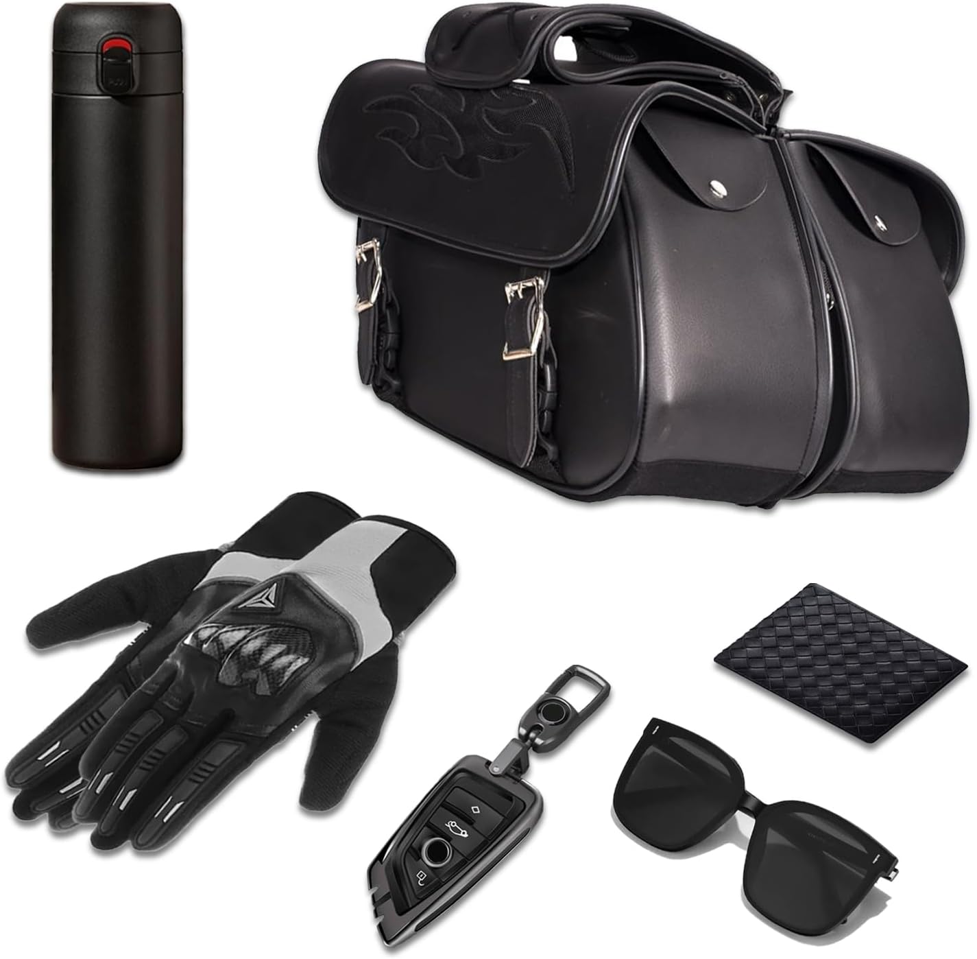 GARGOYLE BELLS Motorcycle Saddle Bags Leather Motorcycle Luggage Bag with Gun Holsters For Softails Sportsters and Choppers Waterproof Luggage Bags For Motorcycle