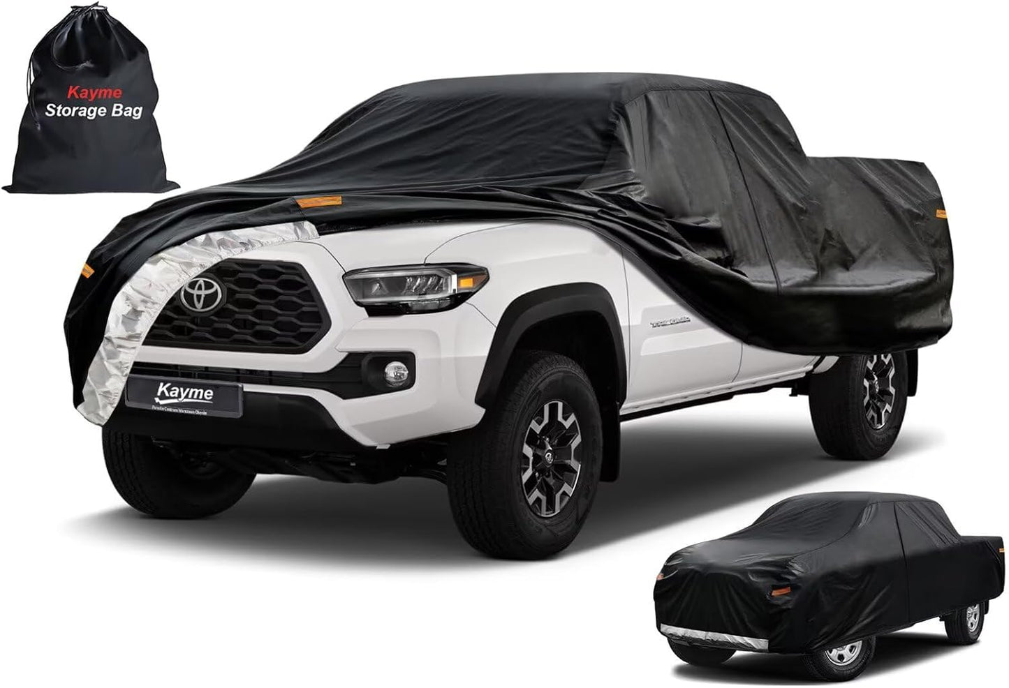 Kayme Truck Cover Custom Fit Toyota Tacoma(1995-2025) Xtra/Access/Double SB. Full Exterior Heavy Duty Outdoor Pickup Truck Car Cover Waterproof All Weather.Car Tarp for Wind Sun Dust Protection.