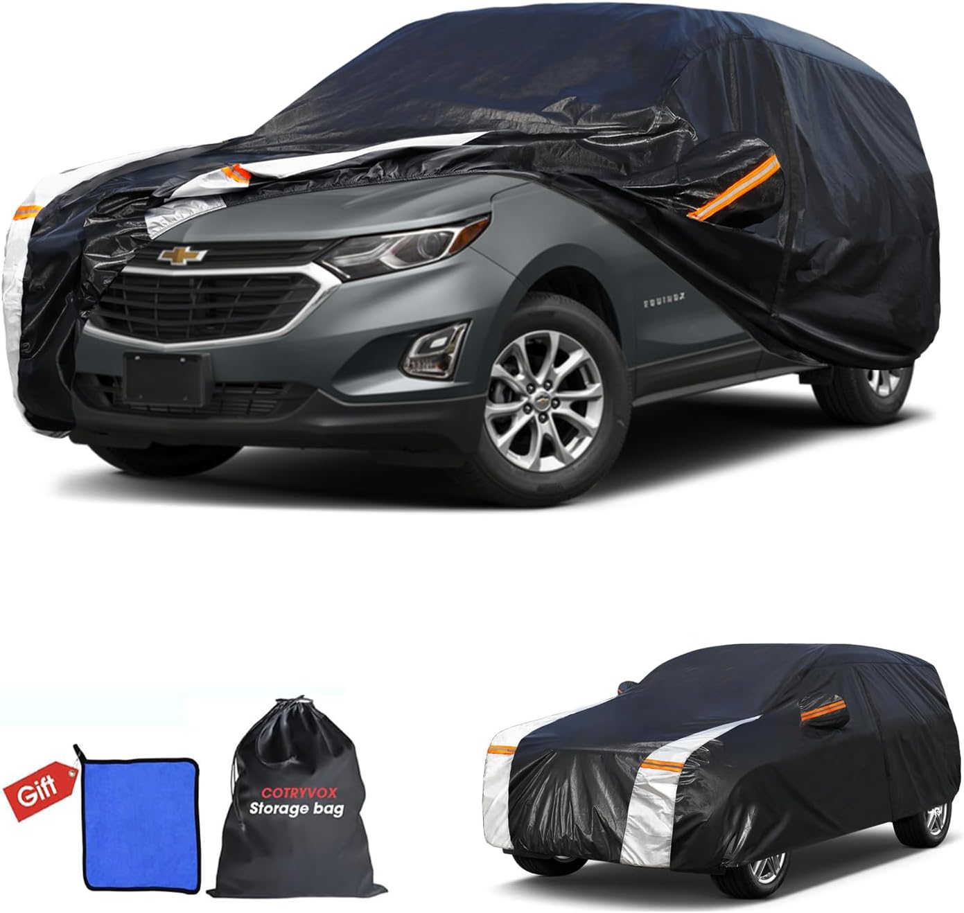 Chevrolet Equinox Car Cover 100% Waterproof All Weather, Gift with Towel, 10 Layers SUV Car Cover Custom Fit 2005-2025 Chevry Equinox, Full Exterior Covers Rain Sun UV Protection with Door Zipper.