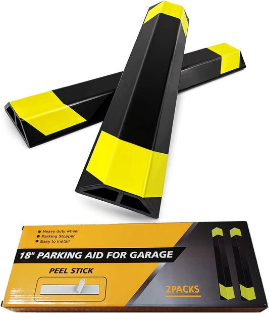 Heavy Duty Parking Aid for Garage, 18" Car Parking Stopper for Garage 2 Pack, Parking Aids Protects Car, Parking Stopper Easy to Install 2 Packs 18" L (2 Pack 18" L x 1.25H)