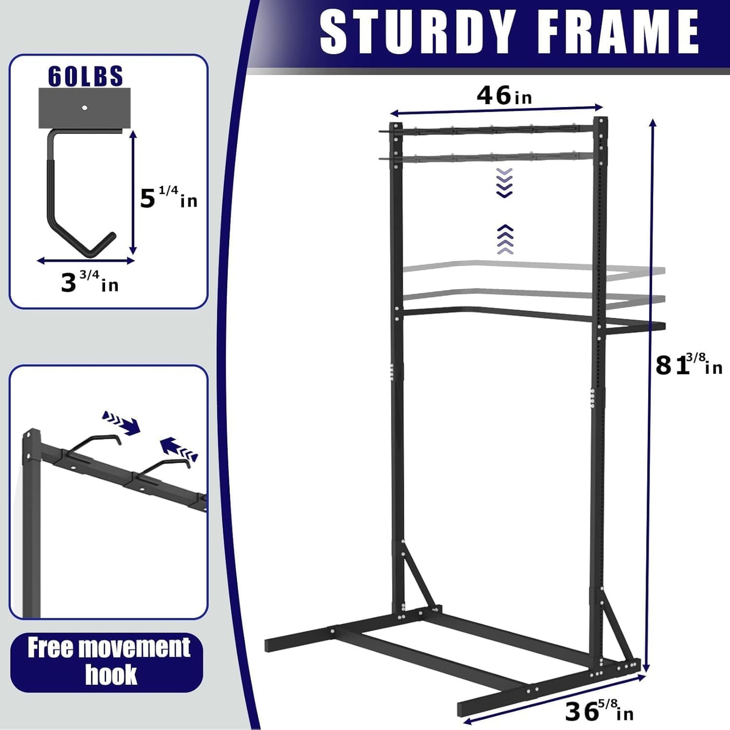 Freestanding Bike Storage Rack, Vertical Bike Holder Holds Up to 5 Bikes, Durable Solid Steel Bicycle Stand for Indoor Garage