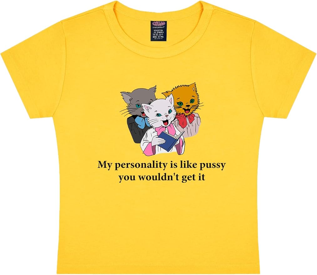 Y2K Graphic Tees for Women - Personality Like Cat Funny Short Sleeve Crew Neck Crop Tops Going Out Top T-Shirt