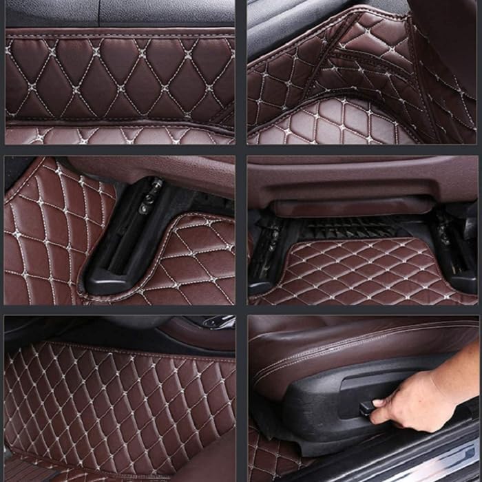 Customized personalized car floor mats, all-weather luxury car floor mats, waterproof and anti slip leather car floor mat lining, 95% customized car, truck, and SUV floor mats (Wine red stripes)