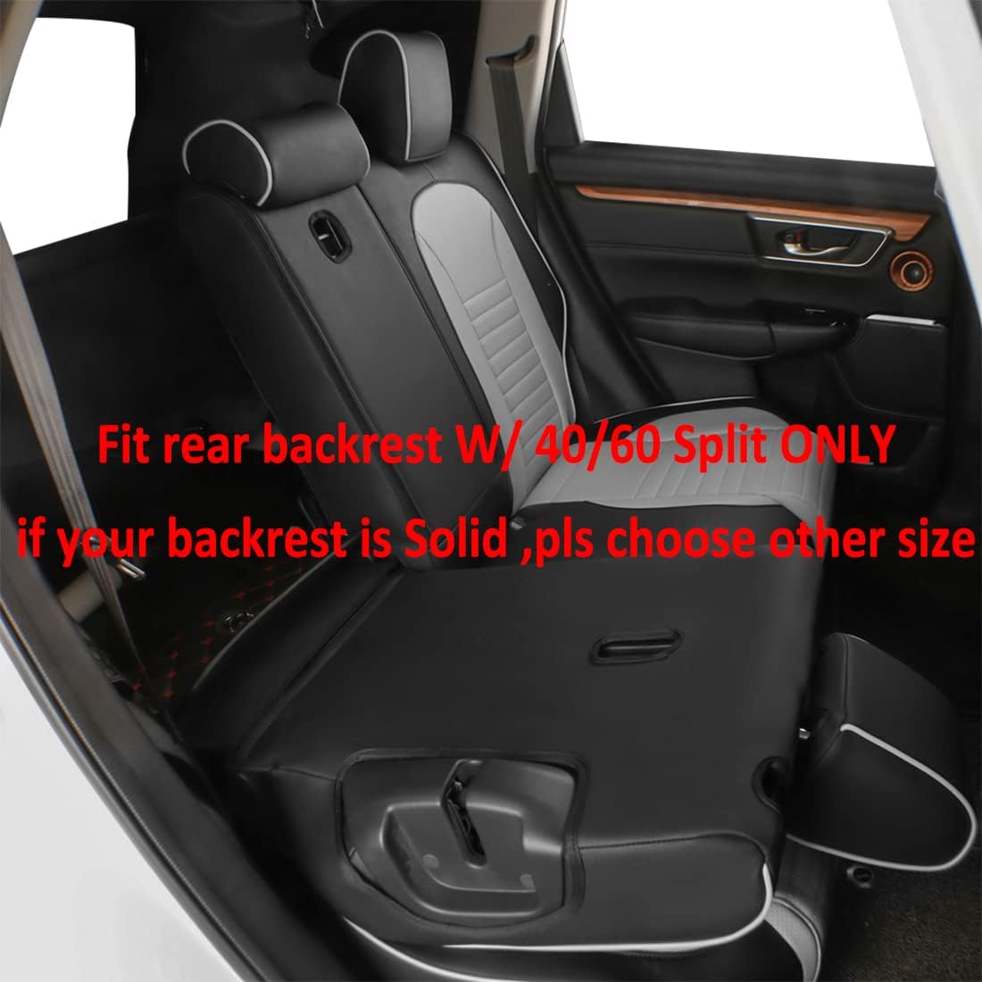 EKR Accord Car Seat Covers for Honda Accord EX-L,Touring,Sport,EX,Hybrid 2018 2019 2020 2021 2022(Rear Row 40/60 Split Backrest),Car Seat Protector,Waterproof Automotive Seat Covers,Leather(Black)