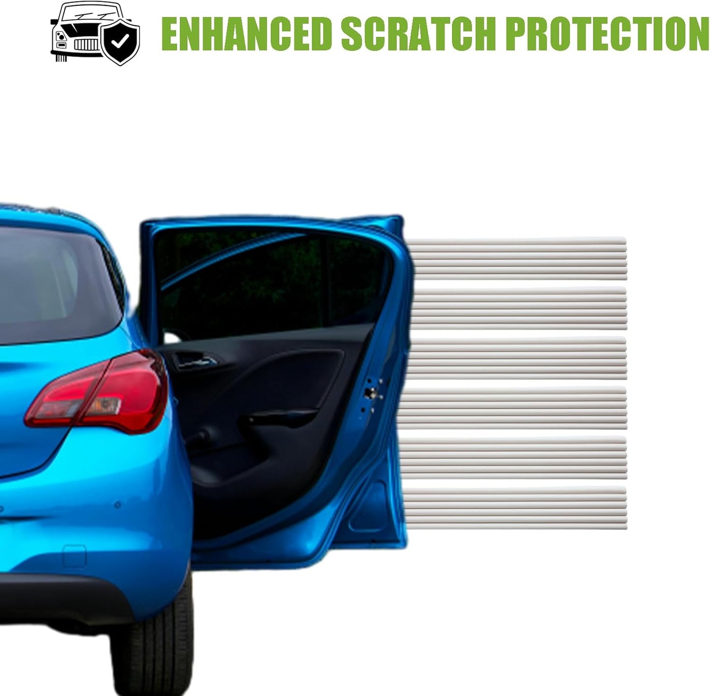 Garage Wall Protector Strip Car Door Protector, Self-Adhesive Rubber Garage Wall Guards for Car SUV Doors, Waterproof Wall Bumper Guards for Cars - 2.75x16 Inches 6 Packs - White