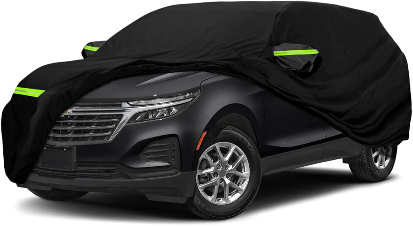 Waterproof Car Cover Compatible with 2005-2025 Chevrolet Equinox LS/LT/RS/Premier, 420D Oxford Cloth Black All Weather Car Covers with Zipper Door for Snow Rain Dust Protection