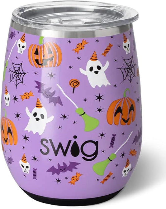 Swig Life 14oz Insulated Wine Tumbler with Lid | Discontinued Prints | Dishwasher Safe, Holds 2 Glasses, Stainless Steel Outdoor Wine Glass (Hocus Pocus)