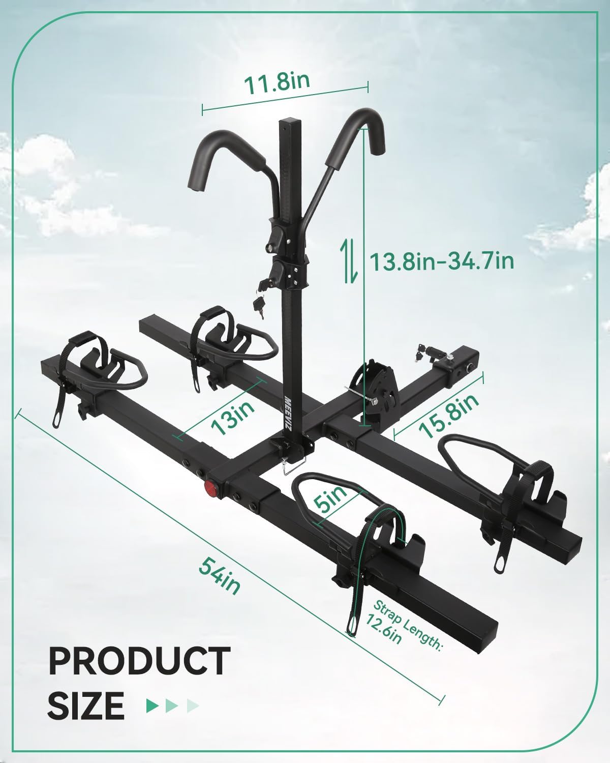 Ebike Racks for Tow Hitch with Lock, 2 Bike Rack for Car Truck SUV RV Trailer, Hitch Bike Rack for Fat Tire, Mountain Bikes, Electric Bikes, EMTB and Standard Bicycles - 200 lbs Capacity