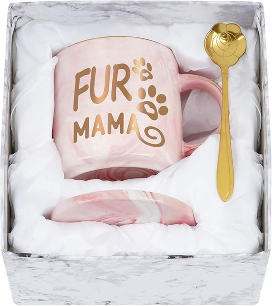 Cabtnca Dog Mom Gifts for Women, Fur Mama Mug, Dog Mom Cat Mom Gifts, Dog Mom Mothers Day Christmas Gifts, Dog Mom Cat Mom Mug, Mothers Day Birthday Gifts for Dog Mom Dog Lover, 12Oz