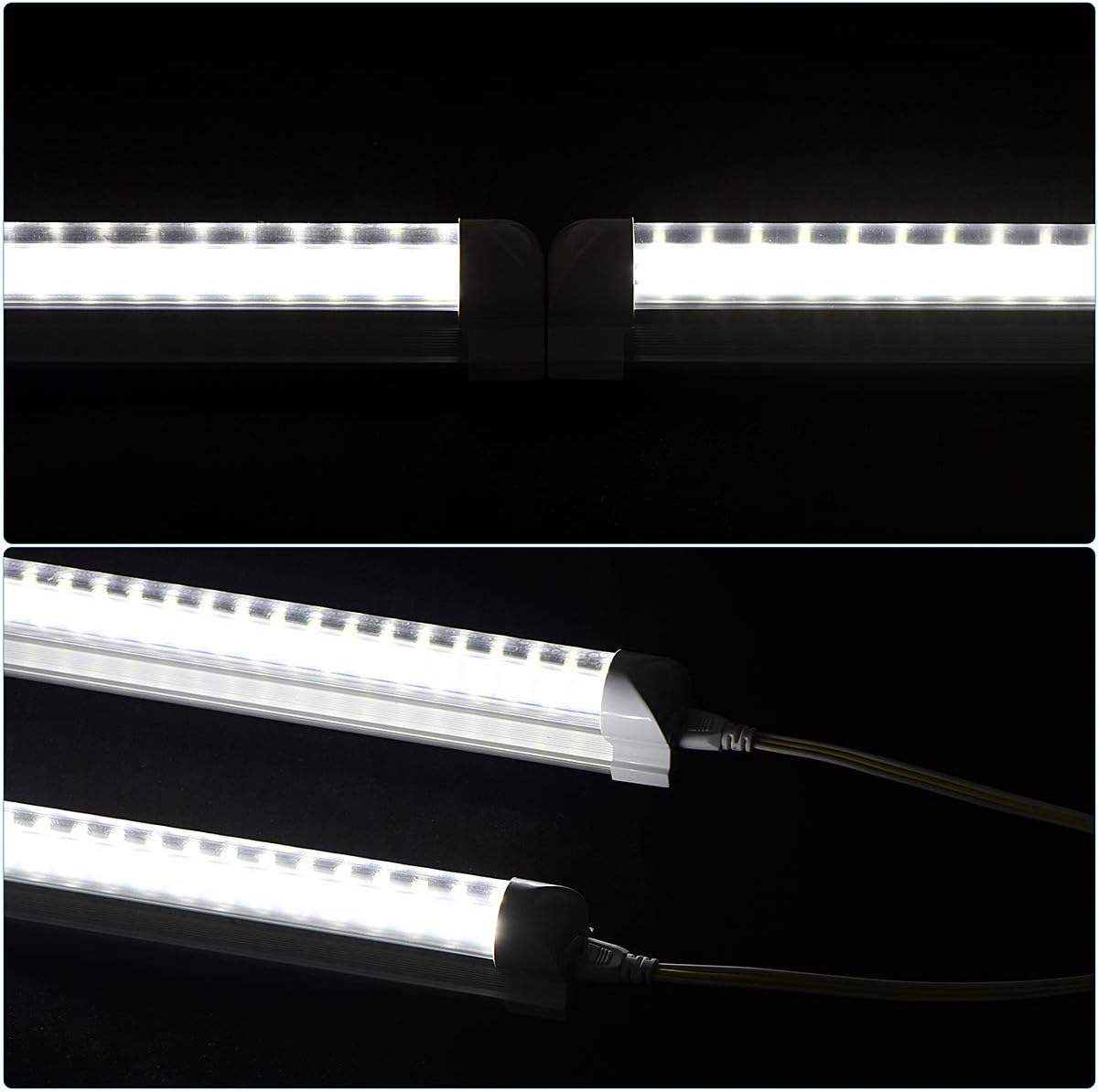 20 Pack, 8FT Led Shop Light, 144W 6000K 19800LM Clear White, Led Shop Light 8FT 110V Linkable Integrated V-Shape for Shop Garage, Warehouse