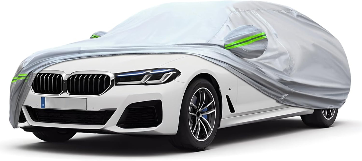 KEYOOG 6-layer Full Car Cover Is All-weather Waterproof, Universal In All Seasons, Snow Prevention, Rainproof, Acid Rainproof, Sunscreen, Ultraviolet-proof, Universally Applicable To Sedan (188"-198")