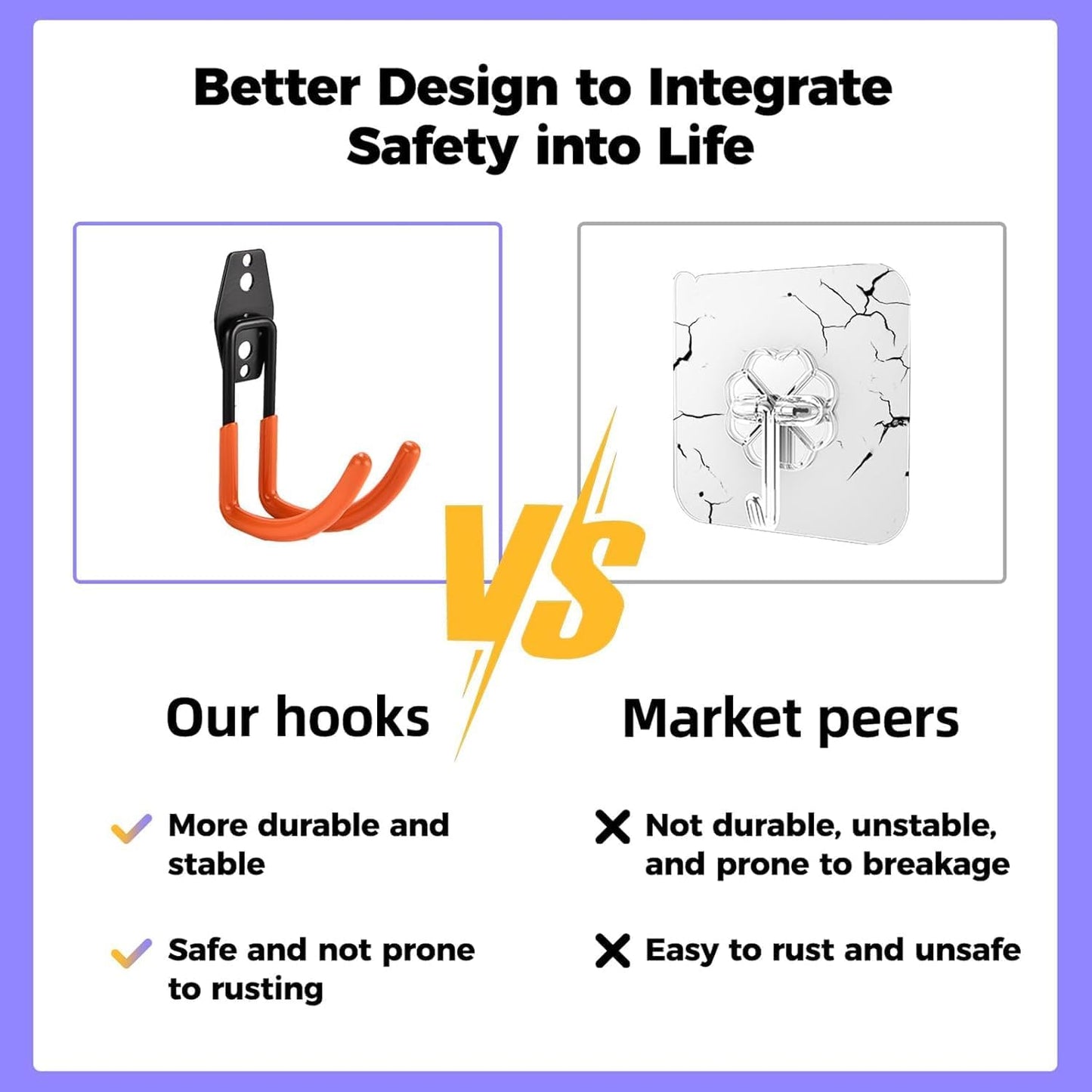 24 Pack Garage Hooks Steel Heavy Duty Garage Storage Hooks Utility Steel Wall Mount Garage Hanger&Organizer for Bikes,Garden Tools, Ladders, Bulk Items，Ropes and More Equipment