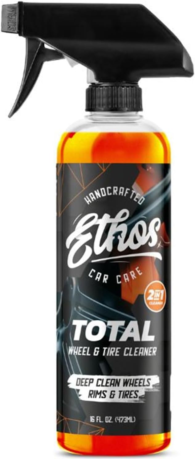 Ethos Handcrafted Car Care Total Wheel & Tire Cleaner - Professional All-In-One Solution for Sparkling Wheels & Tires | Dissolves Brake Dust, Dirt, and Grime | Safe for All Factory Finishes