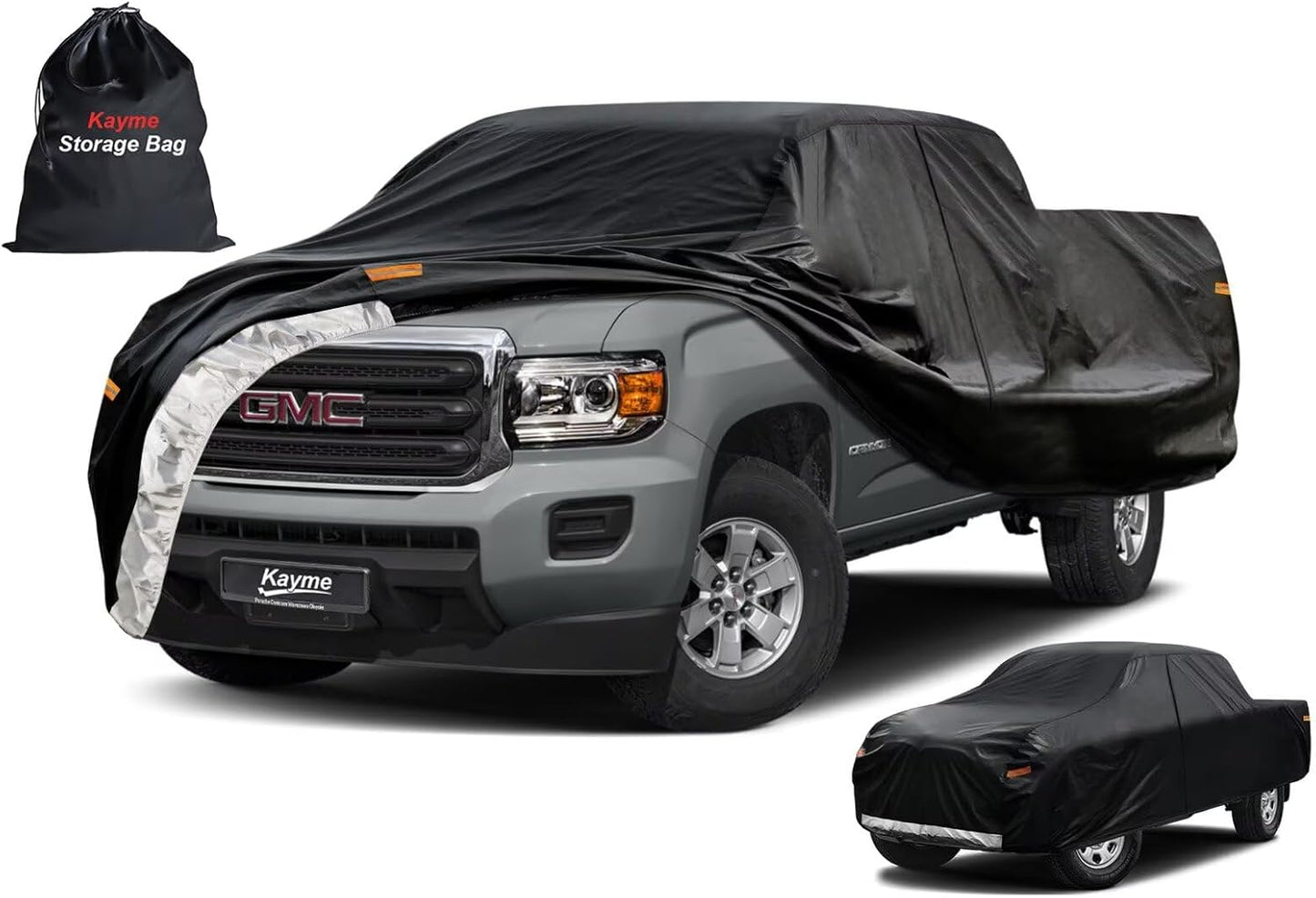 Kayme Truck Cover Custom Fit GMC Canyon(2004-2025) Extended/Crew Cab Short Bed. Full Exterior Heavy Duty Outdoor Pickup Truck Car Cover Waterproof All Weather.Car Tarp for Wind Sun Dust Protection.