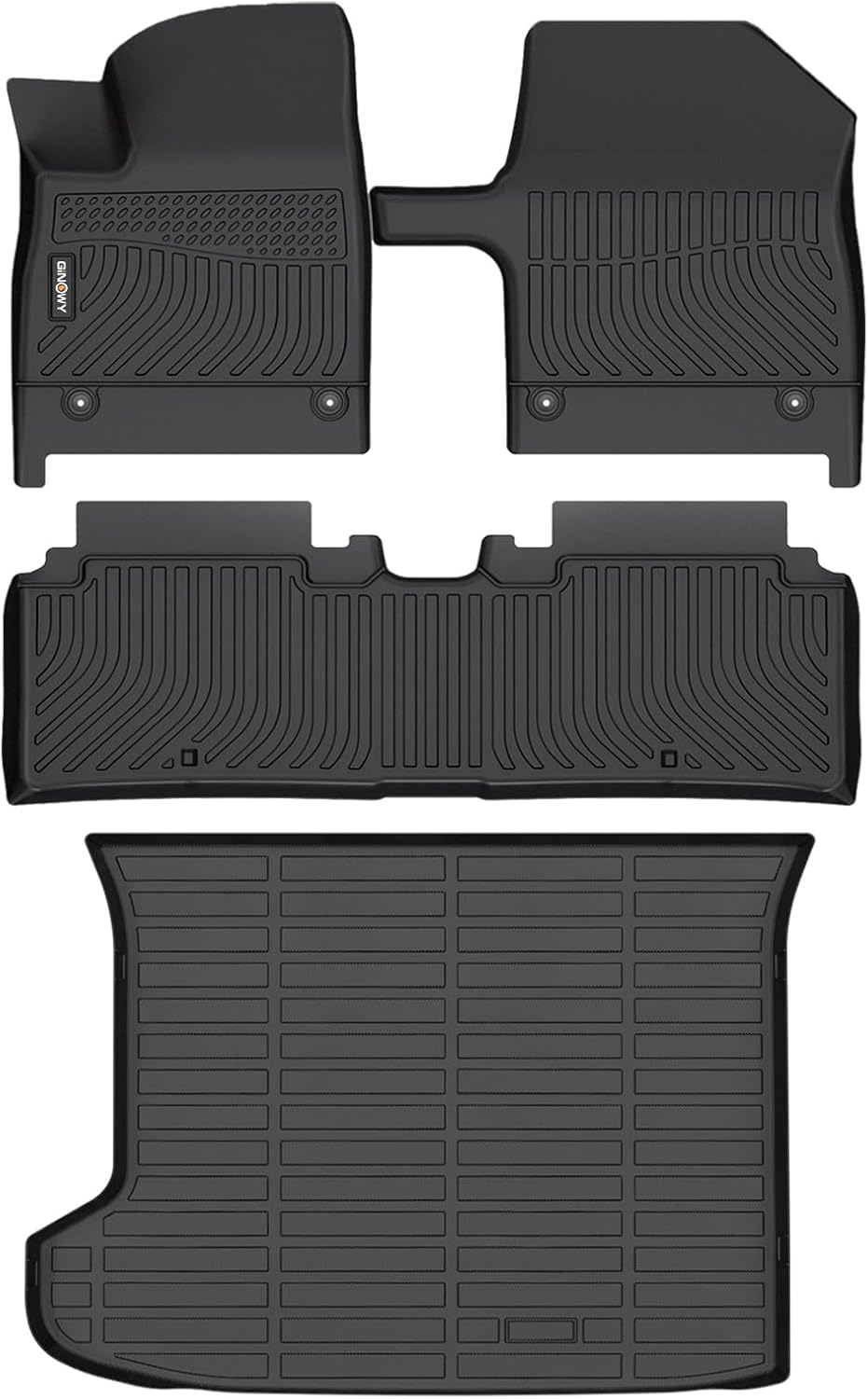 GINOWY- Floor Mats Cargo Liner Full Set for Kia EV6 2022-2024, TPE All Weather Protection Car Mats EV6 2024, Custom for EV6 Floor Liners, Anti-Slip Trunk Mat EV6 Accessories