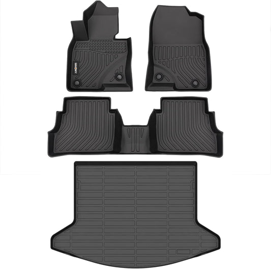 GINOWY- Floor Mats & Cargo Liner for Mazda CX-5 2022-2017, TPE All Weather Protection Car Mats for Mazda CX5, Non-Slip Trunk Mat Floor Liners Waterproof CX5 Accessories Mats Black