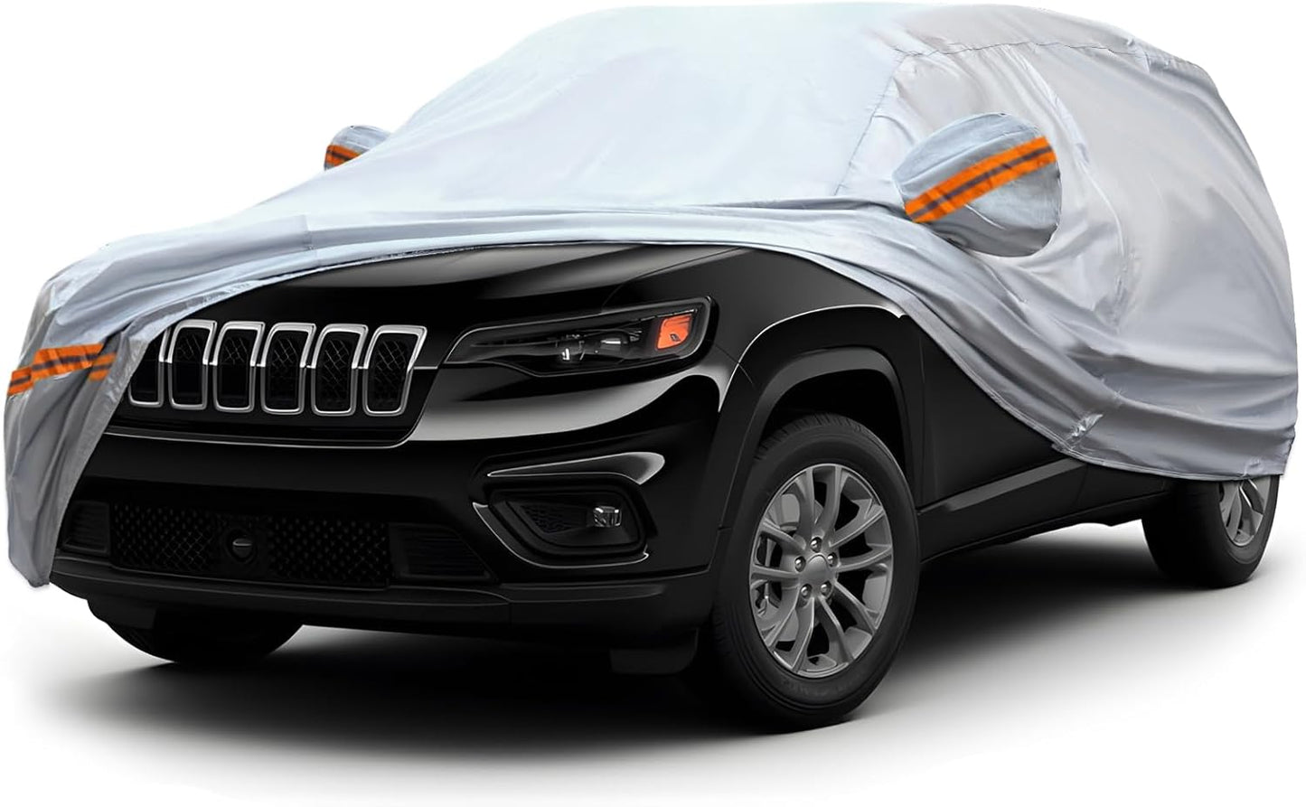 KEYOOG Fit for 178"-189" Length SUVs, 6-Layer Full Car Cover is All-Weather Waterproof, Universal in All Seasons, Snow Prevention, Rainproof, Acid Rainproof, Sunscreen, Orange Reflective Strip
